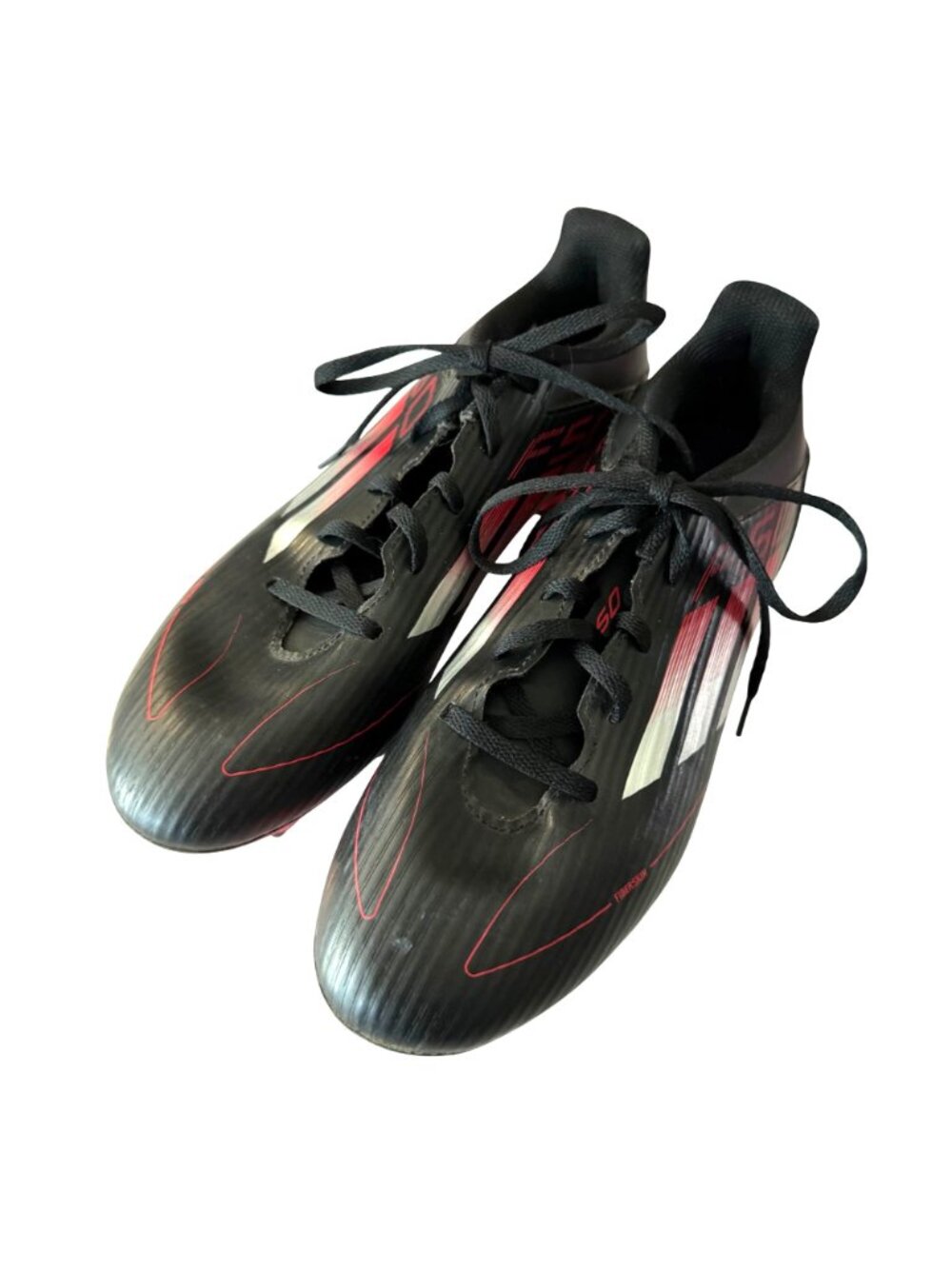 Adidas F50 League Soccer Cleats 9.5 US Mens Fiberskin Black Red Lightweight FG - Picture 2 of 6